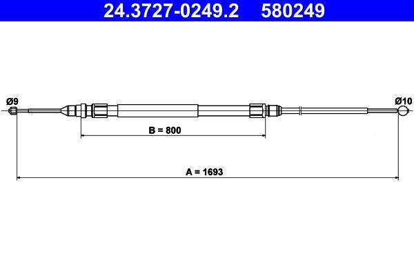 ATE 24.3727-0249.2 Cable Pull, parking brake