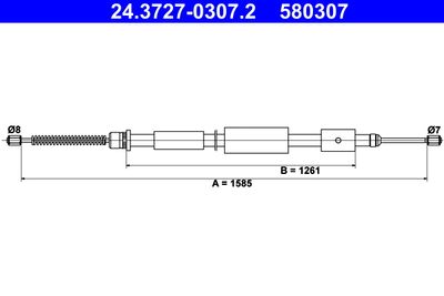 Cable Pull, parking brake ATE 24.3727-0307.2