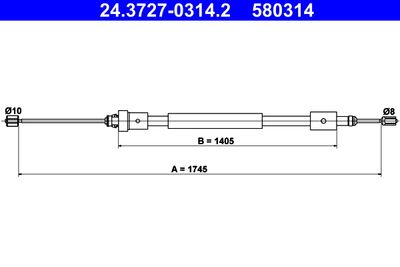 Cable Pull, parking brake ATE 24.3727-0314.2