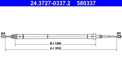 Cable Pull, parking brake ATE 24.3727-0337.2