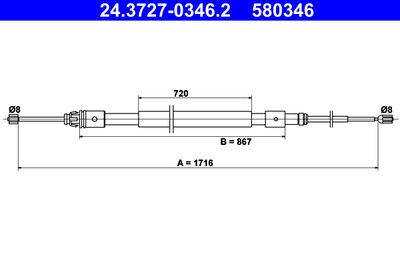 Cable Pull, parking brake ATE 24.3727-0346.2