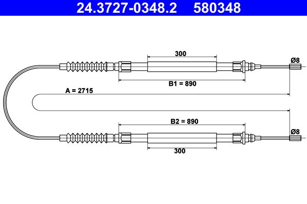 ATE 24.3727-0348.2 Cable Pull, parking brake