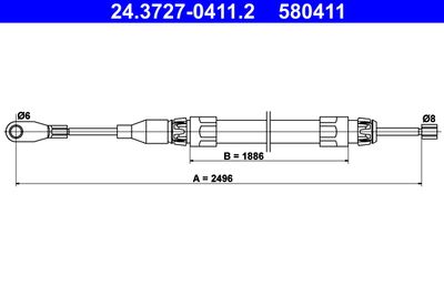 Cable Pull, parking brake ATE 24.3727-0411.2