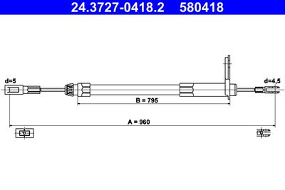 Cable Pull, parking brake ATE 24.3727-0418.2