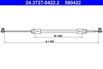 Cable Pull, parking brake ATE 24.3727-0422.2