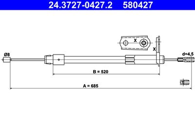 Cable Pull, parking brake ATE 24.3727-0427.2