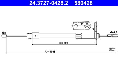 Cable Pull, parking brake ATE 24.3727-0428.2