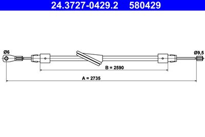 Cable Pull, parking brake ATE 24.3727-0429.2