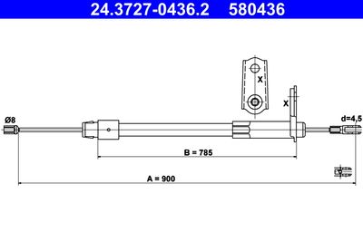 Cable Pull, parking brake ATE 24.3727-0436.2