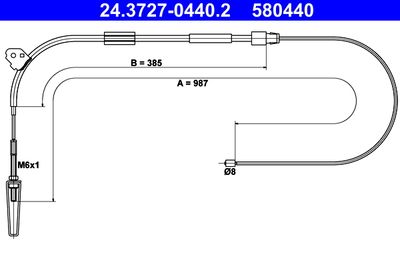 Cable Pull, parking brake ATE 24.3727-0440.2