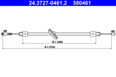 Cable Pull, parking brake ATE 24.3727-0461.2