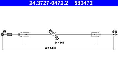 Cable Pull, parking brake ATE 24.3727-0472.2