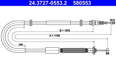 Cable Pull, parking brake ATE 24.3727-0553.2