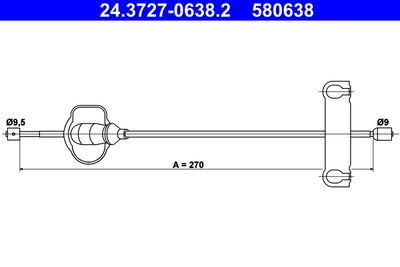 Cable Pull, parking brake ATE 24.3727-0638.2