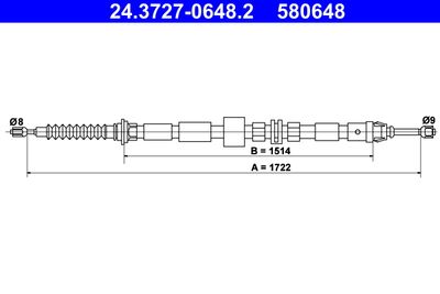 Cable Pull, parking brake ATE 24.3727-0648.2