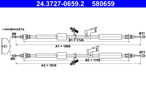 ATE 24.3727-0659.2 Cable Pull, parking brake