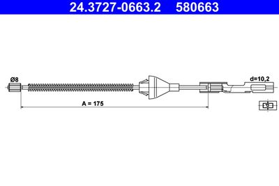 Cable Pull, parking brake ATE 24.3727-0663.2