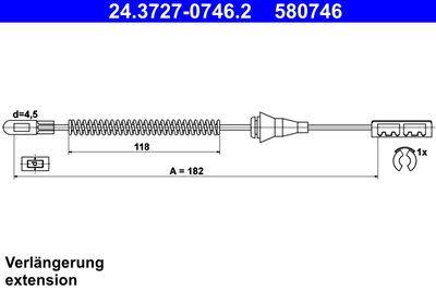 Cable Pull, parking brake ATE 24.3727-0746.2