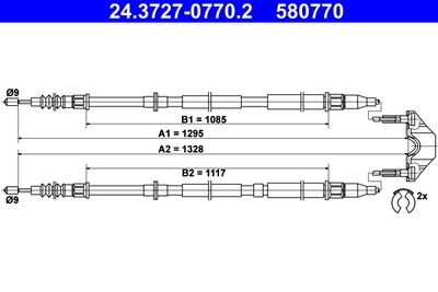 Cable Pull, parking brake ATE 24.3727-0770.2