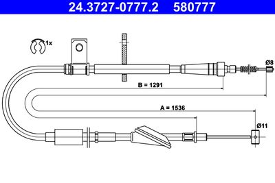 Cable Pull, parking brake ATE 24.3727-0777.2