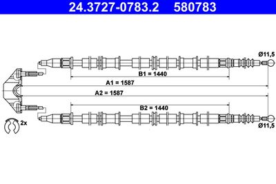 Cable Pull, parking brake ATE 24.3727-0783.2
