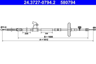 Cable Pull, parking brake ATE 24.3727-0794.2