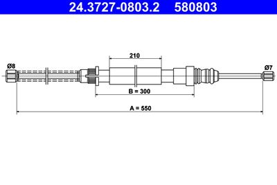 Cable Pull, parking brake ATE 24.3727-0803.2