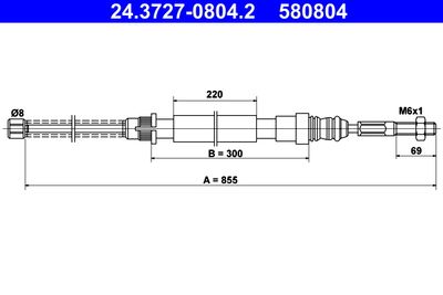 Cable Pull, parking brake ATE 24.3727-0804.2