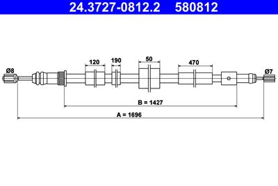 Cable Pull, parking brake ATE 24.3727-0812.2