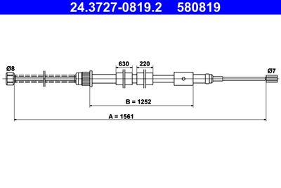 Cable Pull, parking brake ATE 24.3727-0819.2