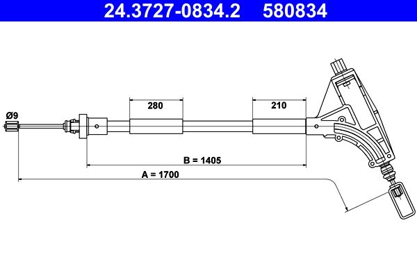 ATE 24.3727-0834.2 Cable Pull, parking brake