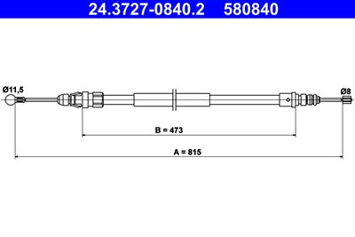 Cable Pull, parking brake ATE 24.3727-0840.2