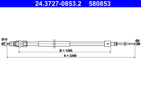 ATE 24.3727-0853.2 Cable Pull, parking brake