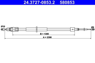 Cable Pull, parking brake ATE 24.3727-0853.2