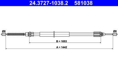 Cable Pull, parking brake ATE 24.3727-1038.2