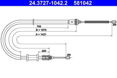 Cable Pull, parking brake ATE 24.3727-1042.2