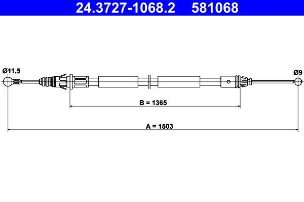 ATE 24.3727-1068.2 Cable Pull, parking brake