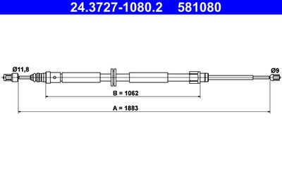 Cable Pull, parking brake ATE 24.3727-1080.2