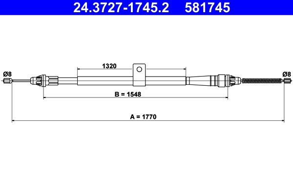 ATE 24.3727-1745.2 Cable Pull, parking brake