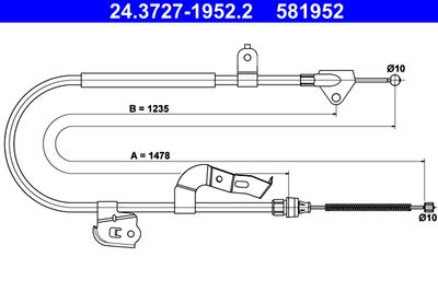 Cable Pull, parking brake ATE 24.3727-1952.2