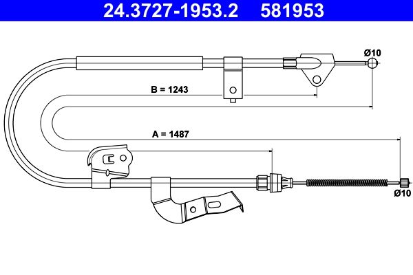 ATE 24.3727-1953.2 Cable Pull, parking brake