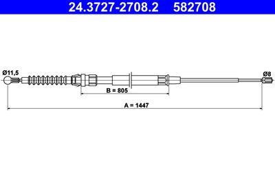 Cable Pull, parking brake ATE 24.3727-2708.2