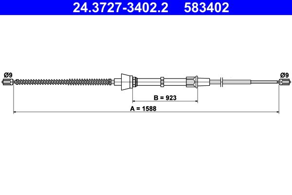 ATE 24.3727-3402.2 Cable Pull, parking brake