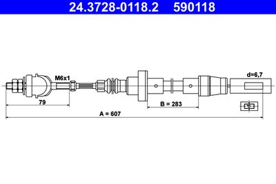 Cable Pull, clutch control ATE 24.3728-0118.2