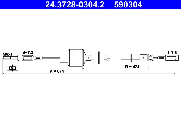 ATE 24.3728-0304.2 Cable Pull, clutch control