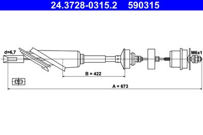 Cable Pull, clutch control ATE 24.3728-0315.2