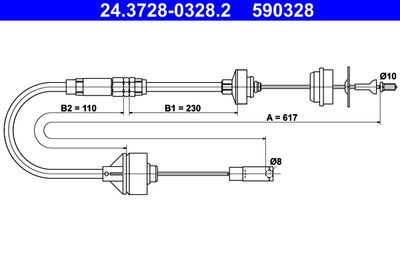 Cable Pull, clutch control ATE 24.3728-0328.2