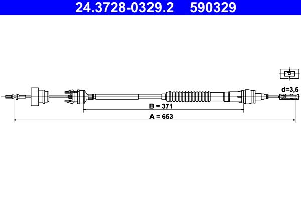 ATE 24.3728-0329.2 Cable Pull, clutch control