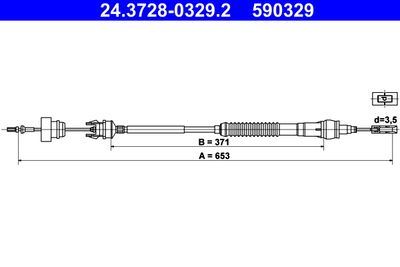 Cable Pull, clutch control ATE 24.3728-0329.2