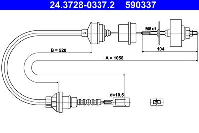 Cable Pull, clutch control ATE 24.3728-0337.2